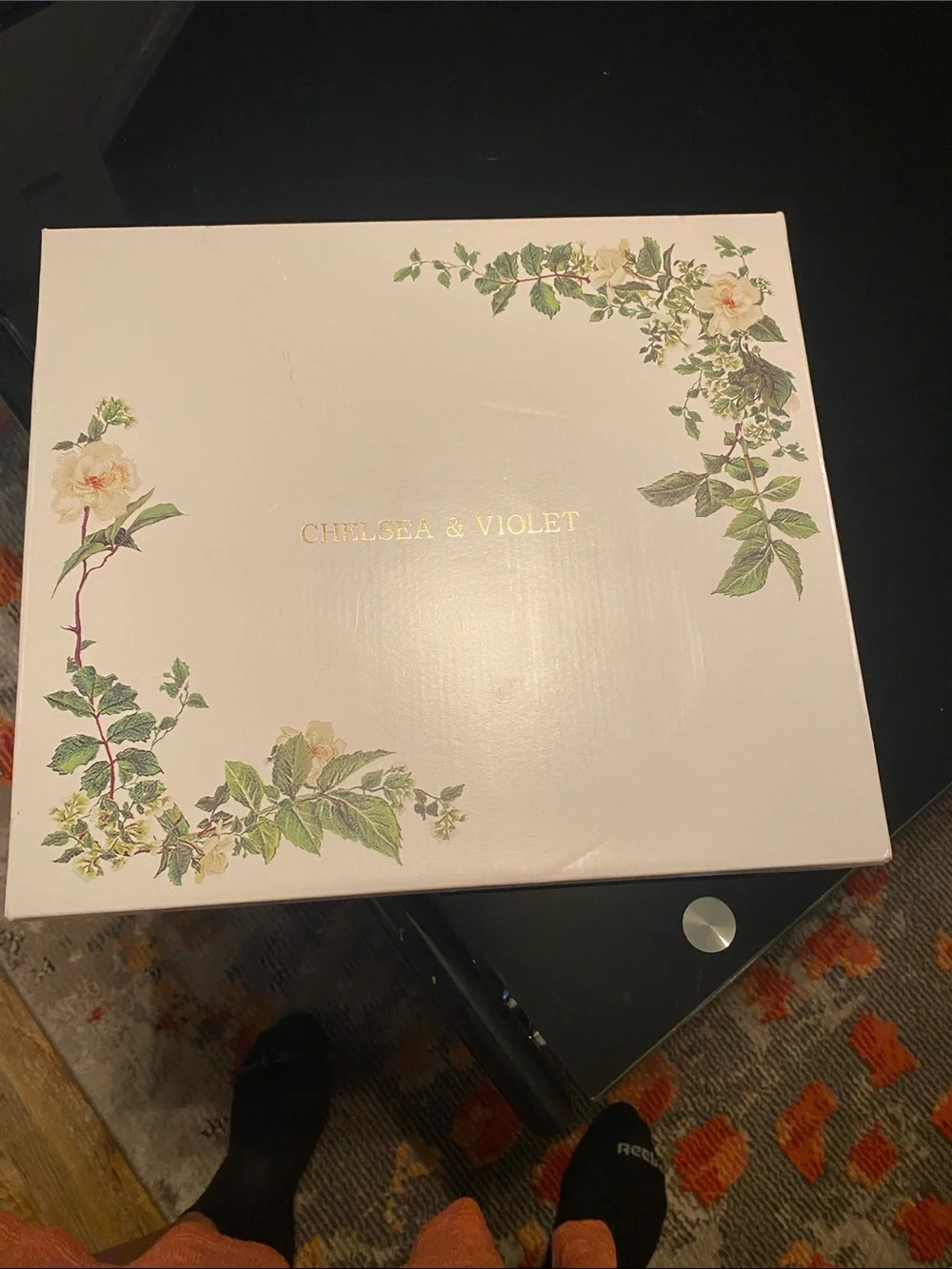 Chelsea & Violet Floral Logo Shoe Box in White